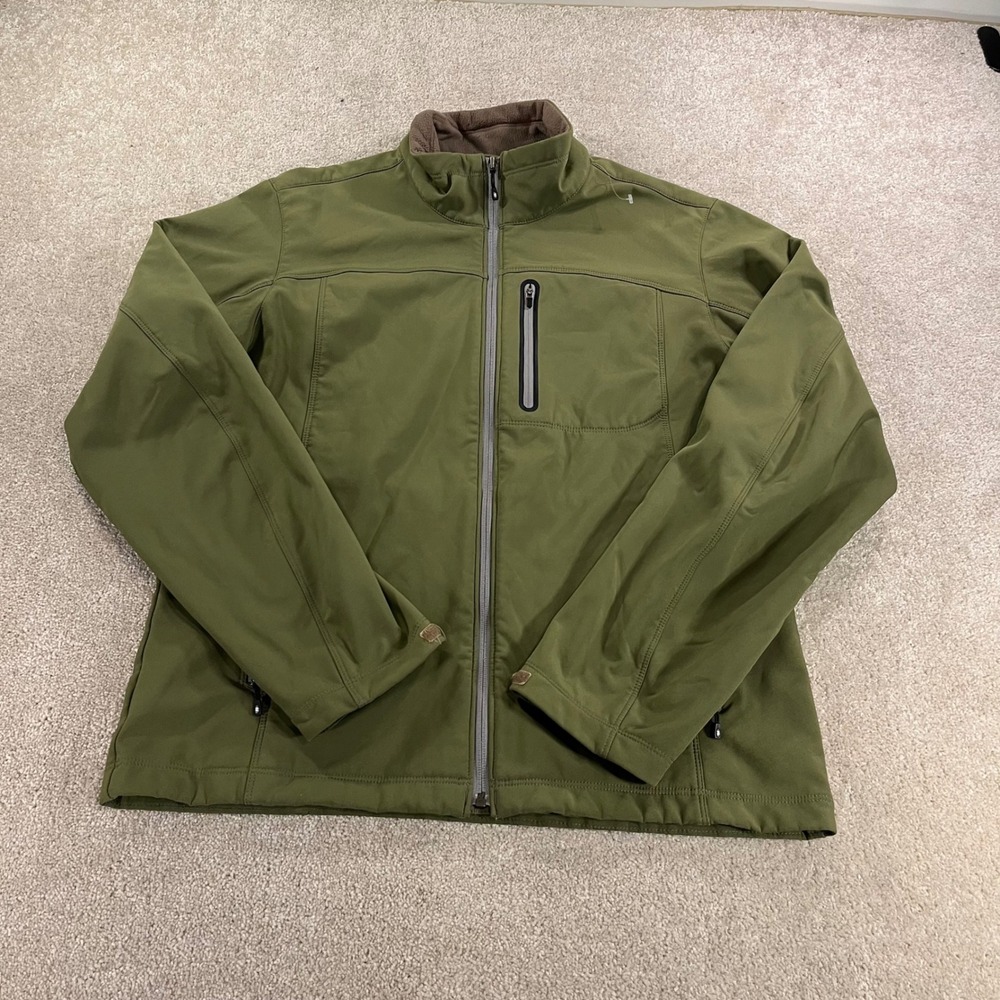 Eddie Bauer Softshell Jacket Mens Size Medium Green Fleece Lined Stretch